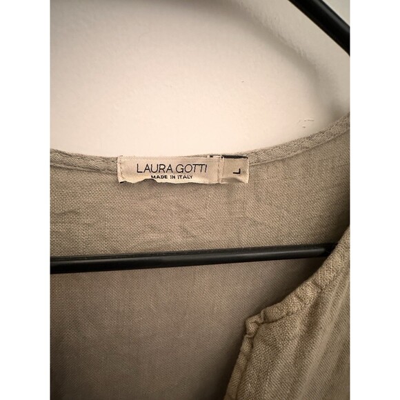 Laura Gotti Womens Linen Maxi Dress Sleeveless Slit Lightweight Sand Size Large - Picture 2 of 5